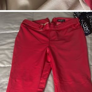 Red Vegan Leather Pants